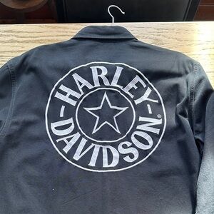 Harley-Davidson black embroidered Button Down twill shirt jacket